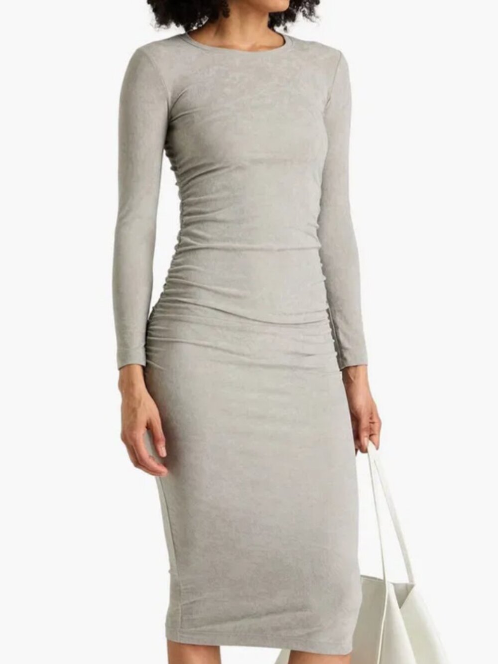 JAMES PERSE Ruched Crushed-Velvet Midi Dress 4 (XL)